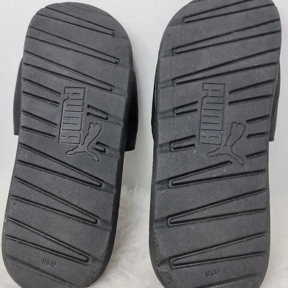 Puma Slides Men's Size 12 Black Comfy Casual Sandals Cushioned EUC